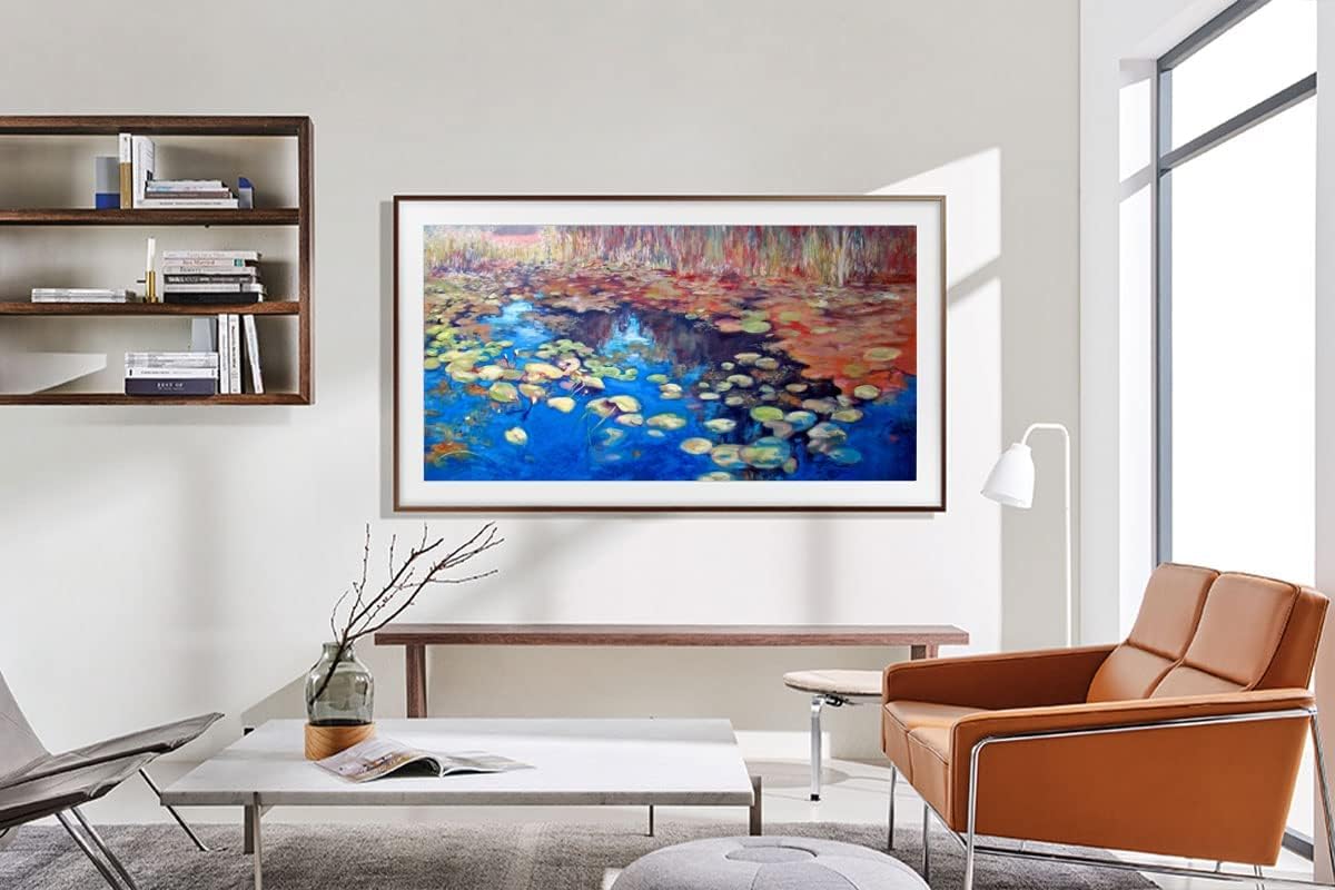 Samsung Frame Pro Review: The TV That Fooled My Guests (And My Wallet!) - Is It Worth It? Samsung Frame TV with a custom wood bezel