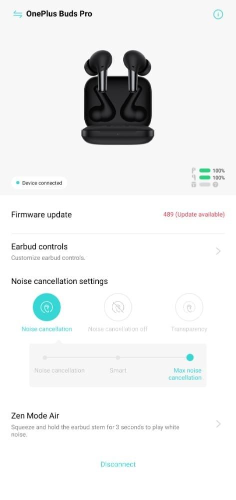 HeyMelody app interface showing OnePlus Buds 4 controls and settings