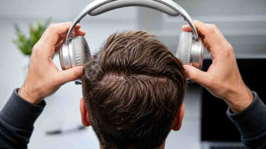 How Long Does It Take for a Headset Dent to Form? | Complete Timeline Guide Person removing over ear headphones