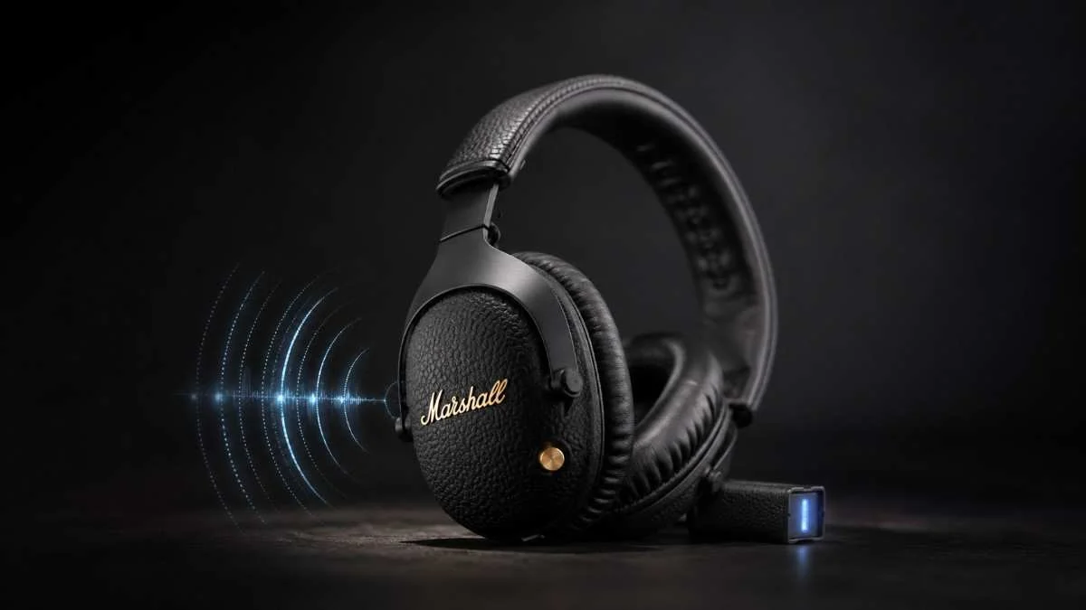 Marshall Milton A.N.C. Headphones: Why This $229 Launch Matters for Everyday Listeners Marshall Milton A.N.C. headphones on a desk beside a phone showing Bluetooth settings