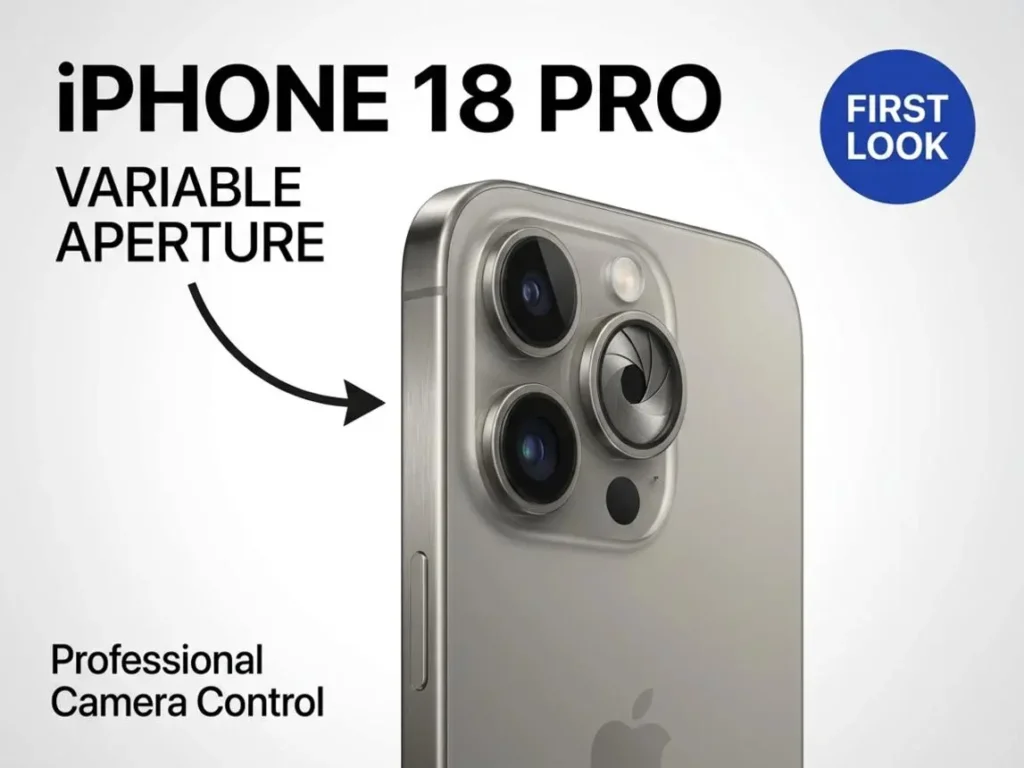 iPhone 18 Pro running Final Cut Camera with variable aperture and professional video controls